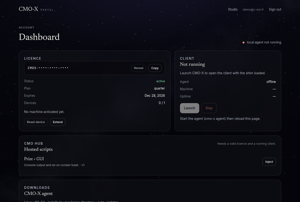 Dashboard with licence